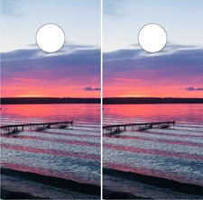 Lake Sunset Fishing Cornhole Wrap Board Vinyl Decals Bag Toss Game Stickers
