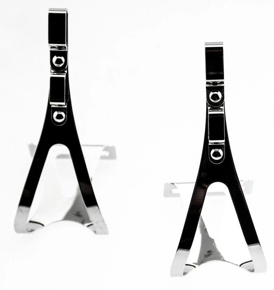 AVENIR 2X FIXIE CLIPS PUNTERA DE ACERO LG Pedales Bicicleta Sin Tirantes Doble Correa Plateado NUEVO Foto 3 de 4