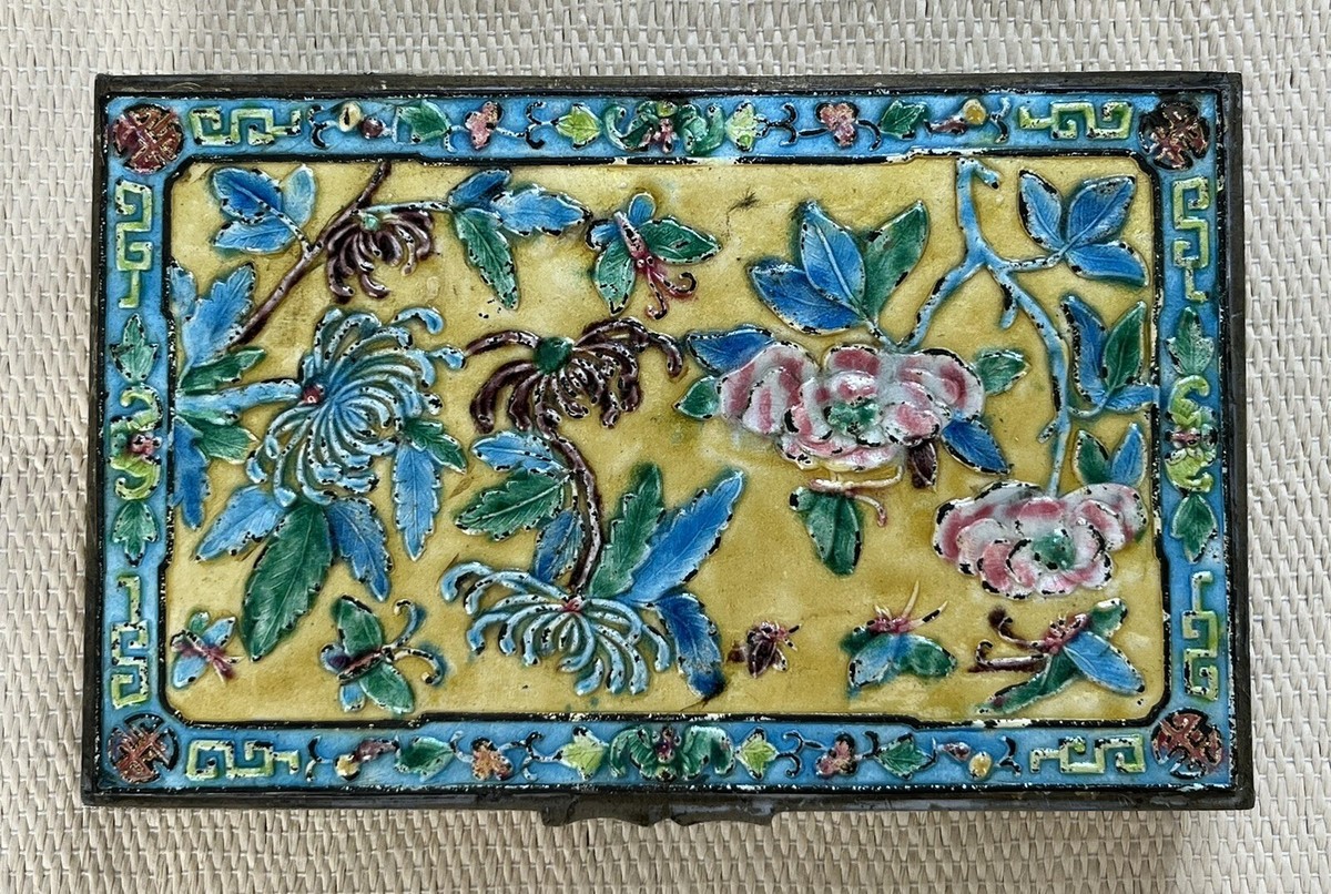 A Chinese Yellow Ground Enamel Box, Antique | eBay