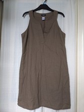 Sz10 La Redoute Brown Linen Cotton Blend S/Less Knee Length Sun Dress Great Cond