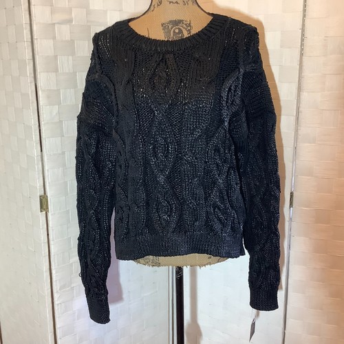 Nwt Kaari Blue Black Shimmer Cable Knit 