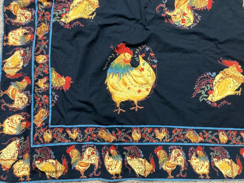April Cornell Black Farmhouse Rooster French Country Tablecloth 58 x 100 - Image 2 of 3