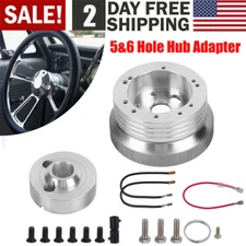 5 & 6 Hole Steering Wheel Polished Hub Adapter Flaming River, Ididit, GM, Chevy