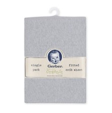 New Gerber Baby Fitted Crib Sheet, Organic Cotton, Gray, Fits 28" X 52" Mattress