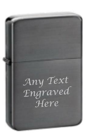 Personalised Engraved Lighter in Metal Gift Tin Gunmetal Grey