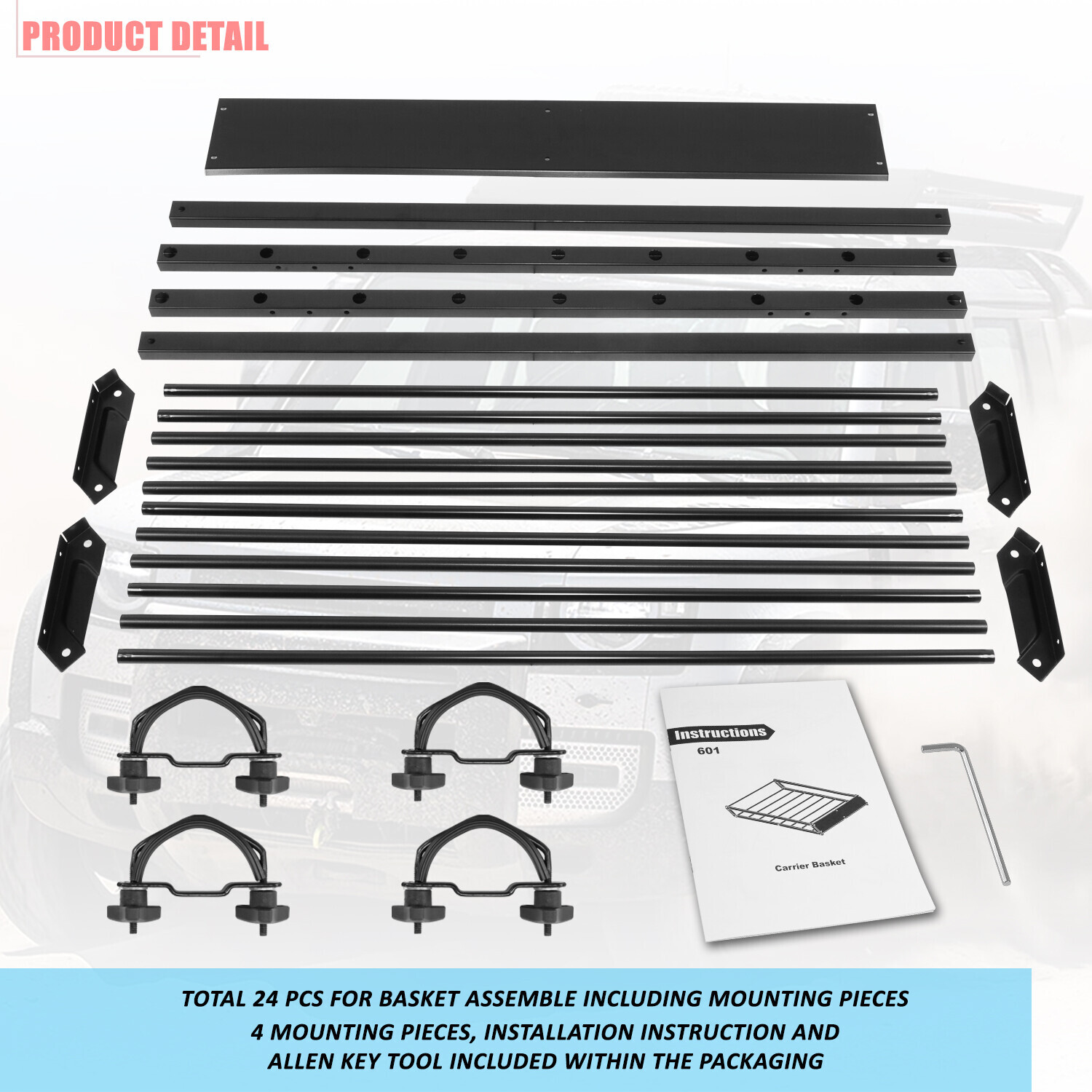 43"X35.5"Roof Rack Top Cargo Luggage Carrier Basket+Wind Fairing