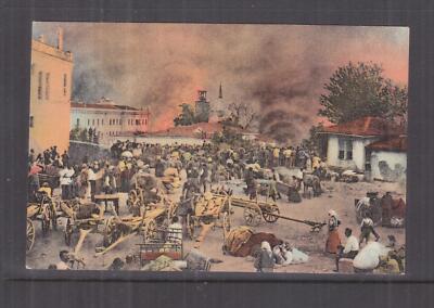 SALONICA, GREECE, THE TOWN BURNING, 1917 ppc., unused,