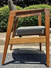 (5) W.H. Gunlocke MCM Solid Walnut Rare 'Floating Seat' Armchairs ~ SET OF FIVE