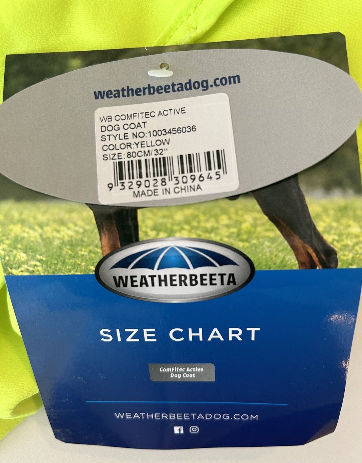 WeatherBeeta ComFiTec Active Dog Coat Yellow 32”/80cm NWT eBay