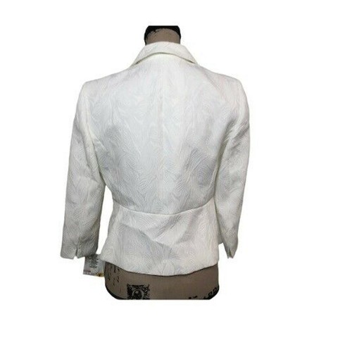 Kasper 3/4 Textured Leaf Jacquard Peplum Jacket 6P - Picture 4 of 4