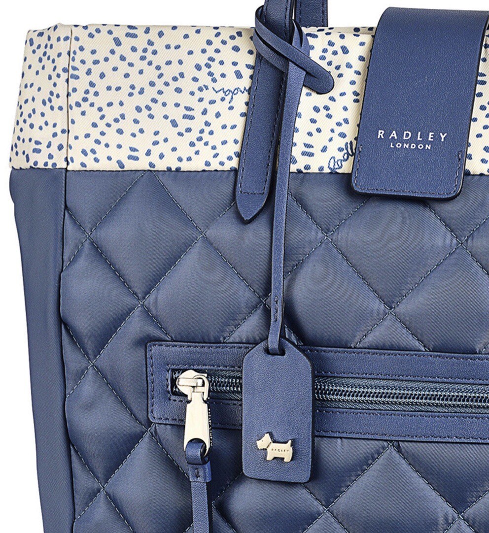 RADLEY BLUE QUILTED HANDBAG SHOULDER BACKPACK RUCKSACK LAPTOP BAG LARGE