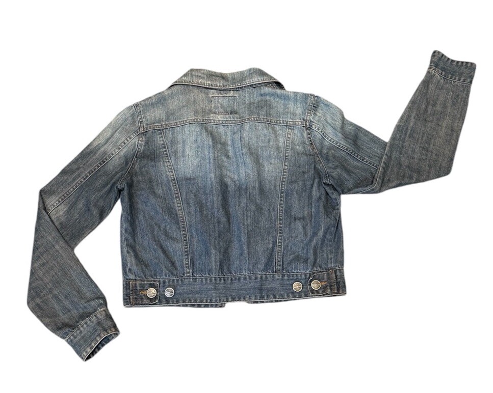 Women's Blue Cropped Denim Jacket, Iris Basic Siz… - image 2