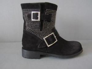 black suede studded ankle boots