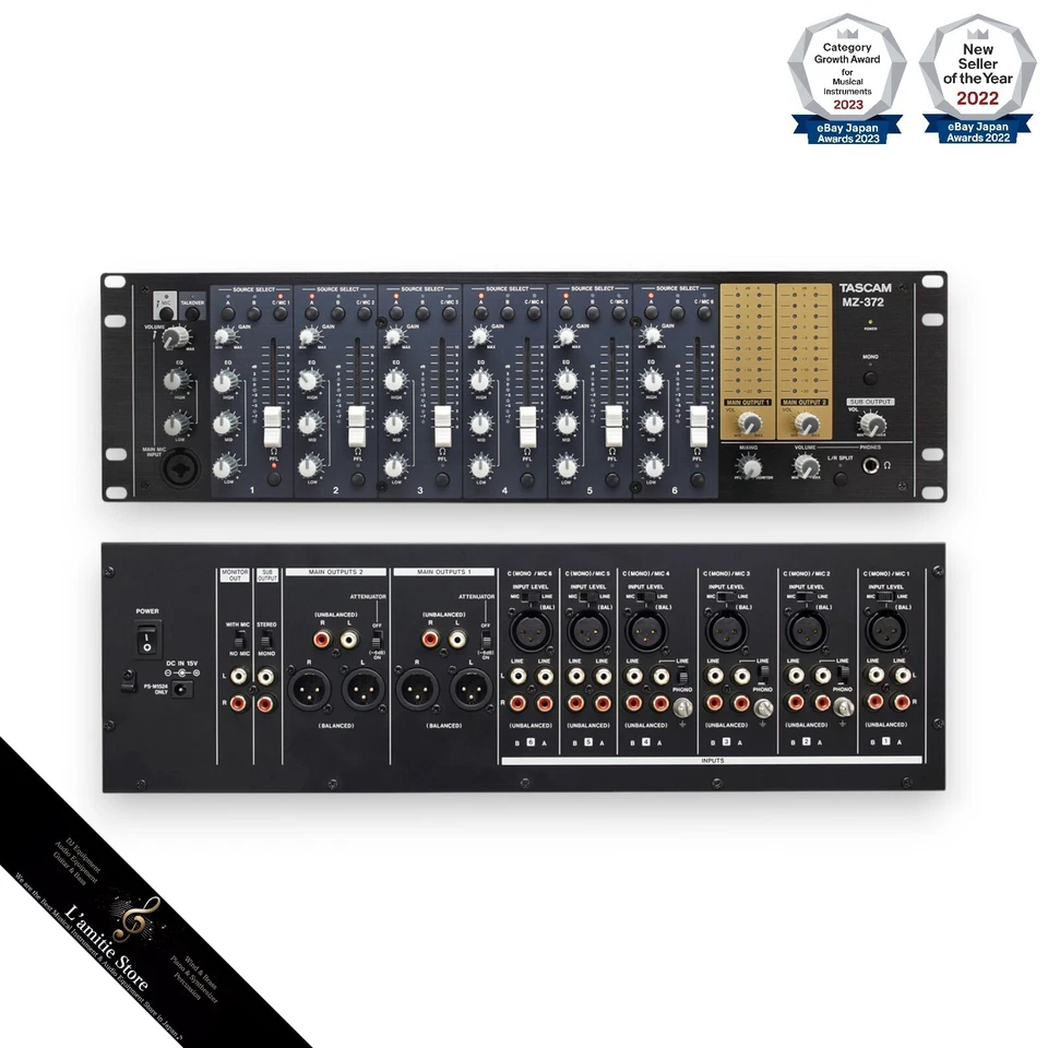 Tascam 7-Channel Rackmount Zone Audio Mixer Voice Priority MZ-372 Japan MZ372 - Image 4 of 4