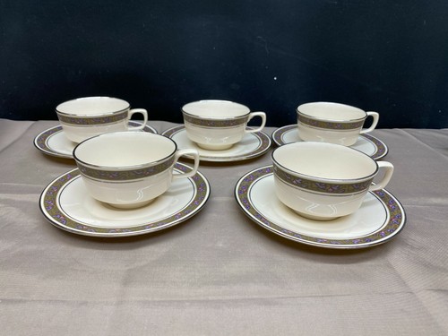 Franciscan "CONSTANTINE" Masterpiece ~ USA ~ Set of 5 ~ Cups & Saucers ~ 2" Tall