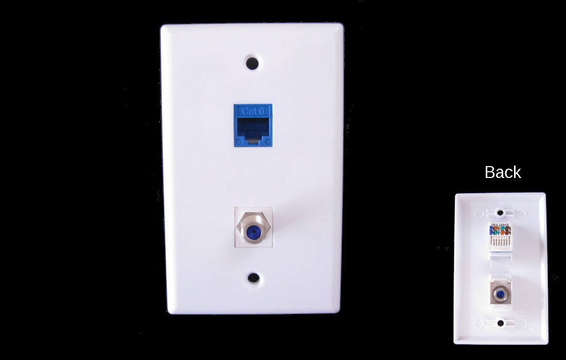 Cat6 F 3g Coax Single Gang Keystone Network Rj45 Punch Down