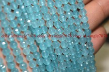 Faceted 4mm Natural Brazil Blue Aquamarine Gems Round Loose Beads 15'' AAA