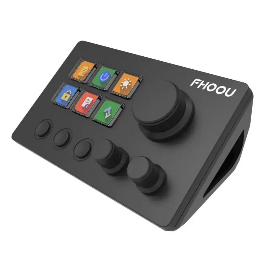 AJAZZ MIRABOX Stream Deck 6 Keys Customizable Keypad With Media Knob For Streaming USB Black