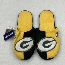 Forever Collectibles Green Bay Packers Football Slip On Slippers Slides Men  s L