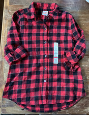 Red  Black Checked Soft Flannel Buffalo Plaid Button Front Long Sleeve Shirt