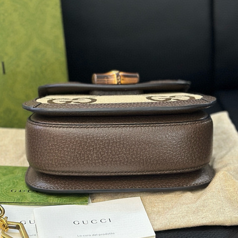 Gucci Mini Bamboo 1973 Top Handle Bag Brown Gold Hardware Classic