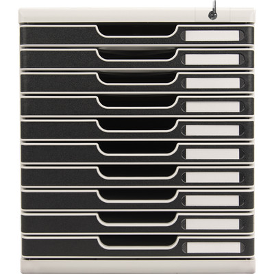 Exacompta Schubladenbox MODULO A4, 10 abschließbare Schubladen, Schwarz, 332014D