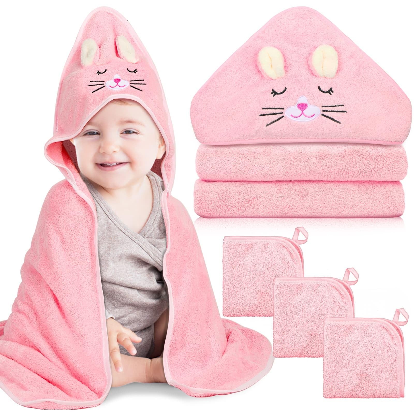 S, Absorbent Baby Bath Towel, Soft Baby Towels And 3 ...