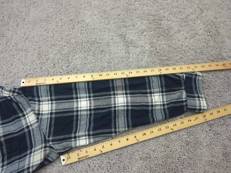 Croft & Barrow Button Up Shirt Mens Large Black Plaid Flannel Long Sleeve Casual - Image 4 of 4