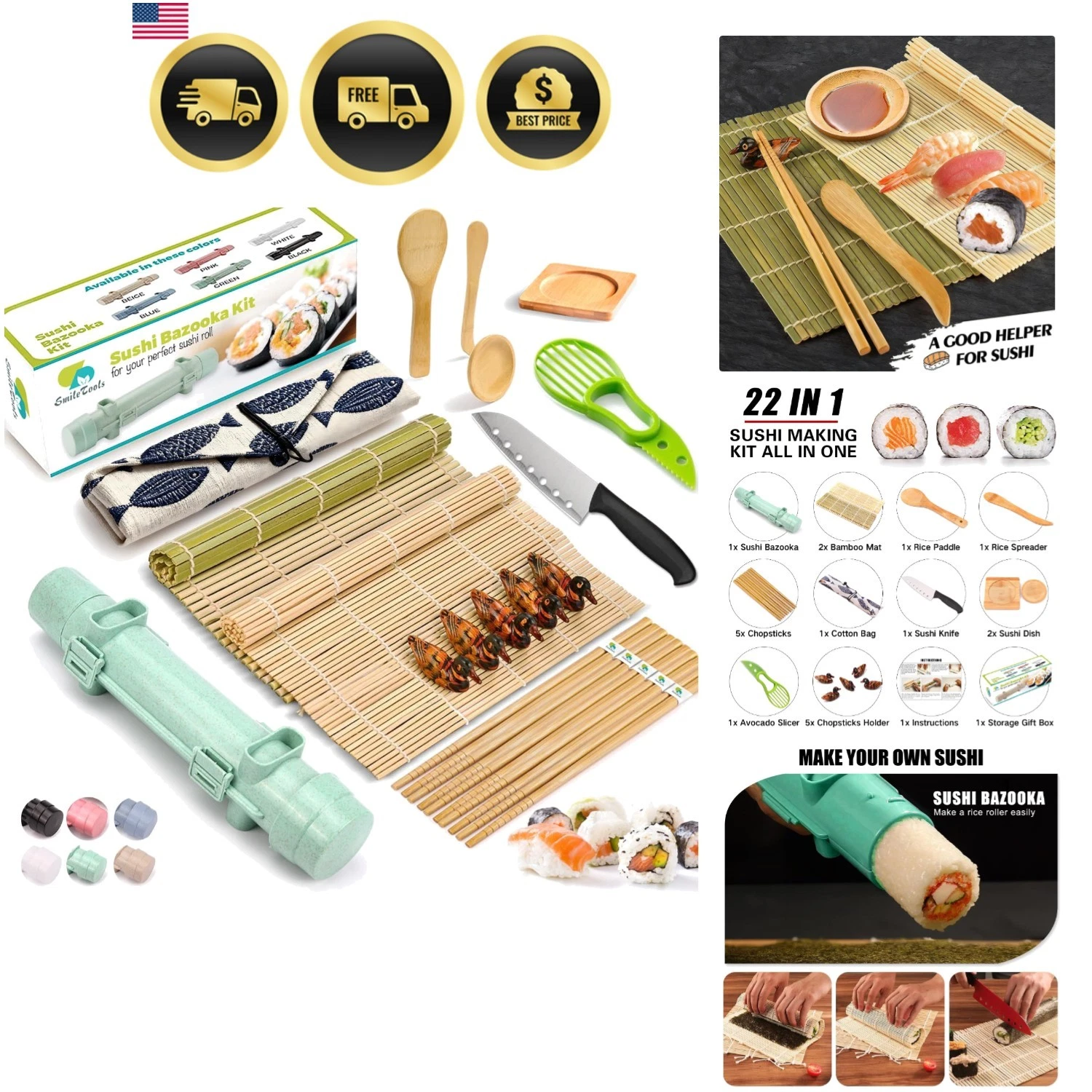 Sushi Making Kit, 22 in 1 Sushi Roller Sushi Maker Kit with Bamboo Sushi Roll...
Opens in a new wind