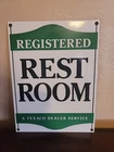 VINTAGE TEXACO METAL PORCELAIN RESTROOM SIGN, GASOLINE SIGN 9" X 12". HEAVY.(A1)