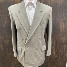 Yves St Laurent 42R Taupe 2pc Double Breasted Suit 34x30 Made In France