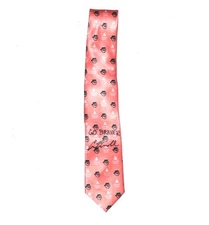 CADE BUNNELL COLUMBUS CLINGSTONES TEAM ISSUED SIGNED "GO BRAVES!" PEACH NECK TIE