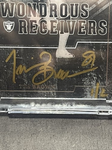 2017 Panini Majestic Tim Brown Auto Wondrous Receivers Gold Ink 1/2 Raiders HOF - Picture 3 of 5