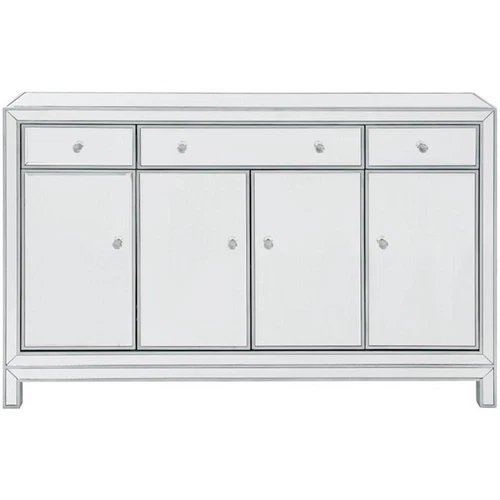 Elegant Decor Reflexion 4 Door 56" Mirrored Buffet Cabinet in Antique Silver - Picture 4 of 11