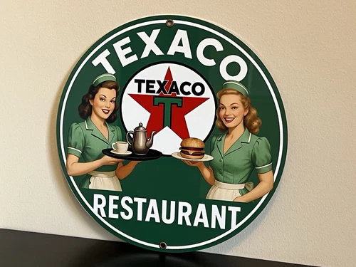 Hi Gloss Texaco Gasoline Restaurant Pinup Girl Vintage  Style Metal Sign