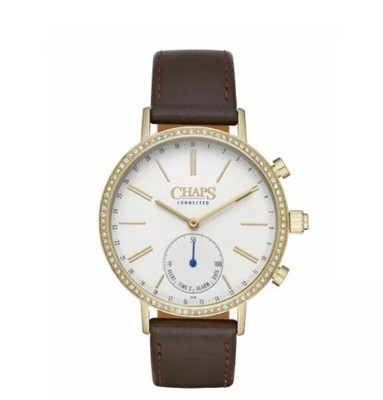 Chaps CHPT3102 Connected Brown-Leather Gold-Tone Hybrid Smart watch