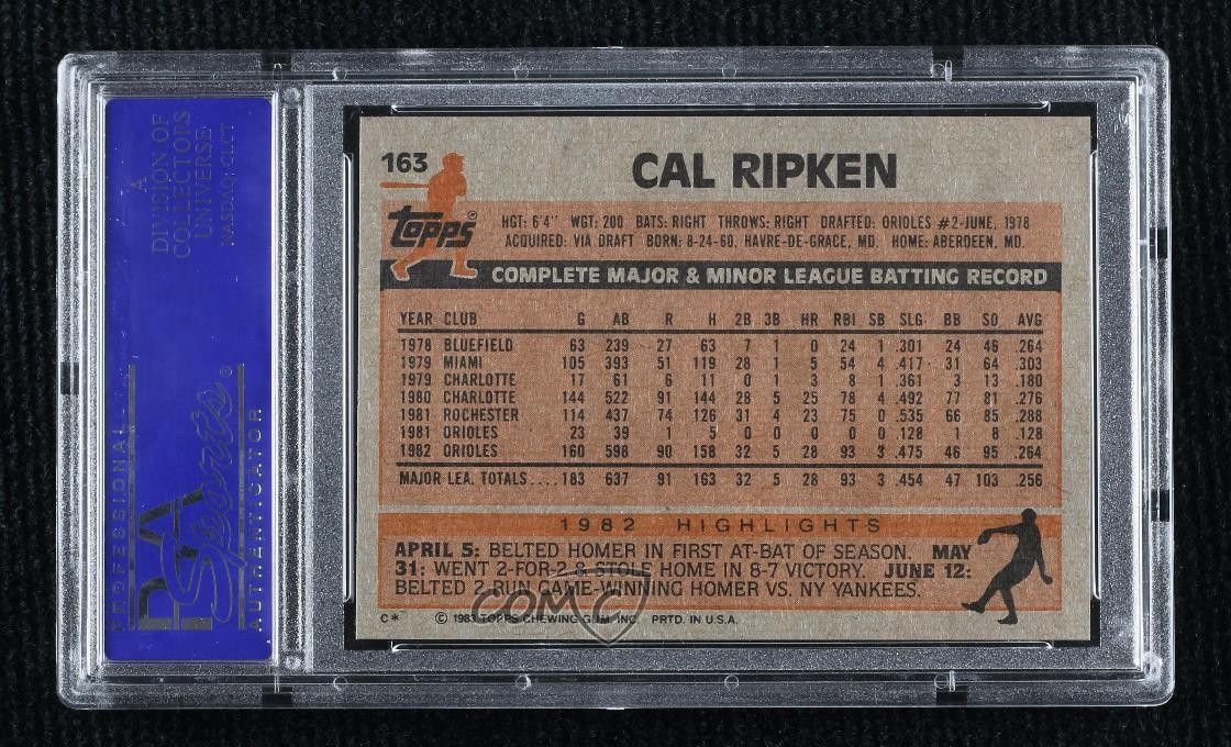1983 Topps Cal Ripken Jr #163 PSA 8 HOF view 2