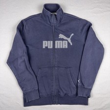 Puma Jacket Men  s Large Navy Full Zip Track Fleece Logo Sports Wear Lifestyle