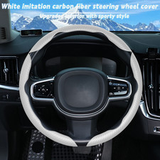 White Carbon Fiber 3pc Segmented Steering Wheel Cover Universal 15 Non-slip