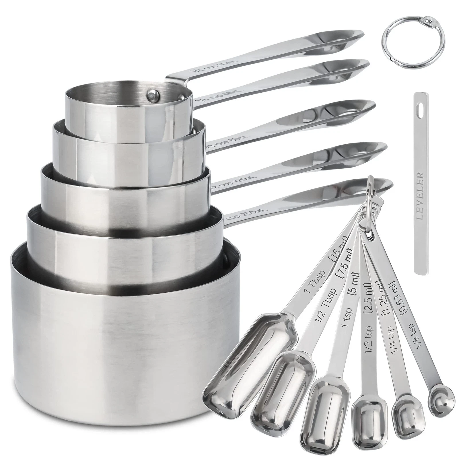 Nstezrne Stainless Steel Measuring Cups and Spoons Set of 12, 5 Dry Measuring...