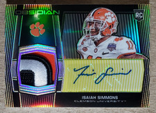 2020 Panini Obsidian Yellow Isaiah Simmons Auto Patch RC /10 Clemson Rookie