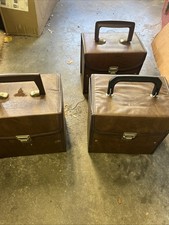 Vintage 3  Brown Faux Leather 45 RPM 7" Carrying Cases Storage For 45's Records