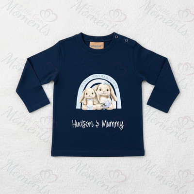 Personalisiertes Langarmshirt Happy Mother's Day - Baby & Kleinkind - Hase Regenbogen