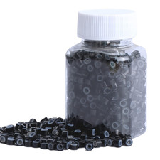Black Hair Extensions Micro Beads Silicone Lined - 5 Mm/ 1000 Pcs