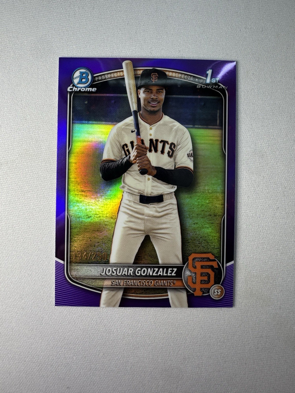 2025 Bowman Chrome Josuar Gonzalez 1st Bowman True Purple Refractor /250 BCP-153