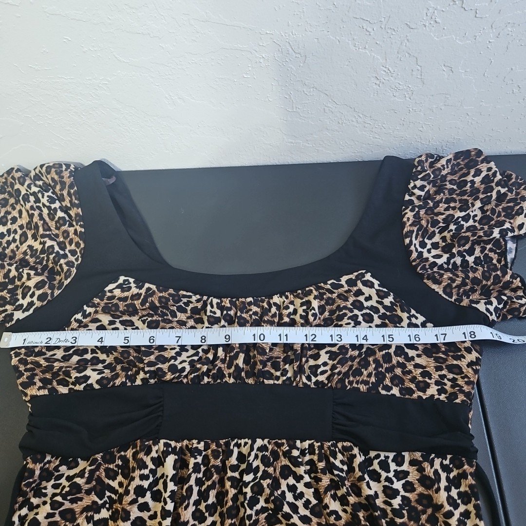 Speechless Y2K Babydoll Empire Waist Leopard Print Tie Back Top Sz XL Whimsigoth