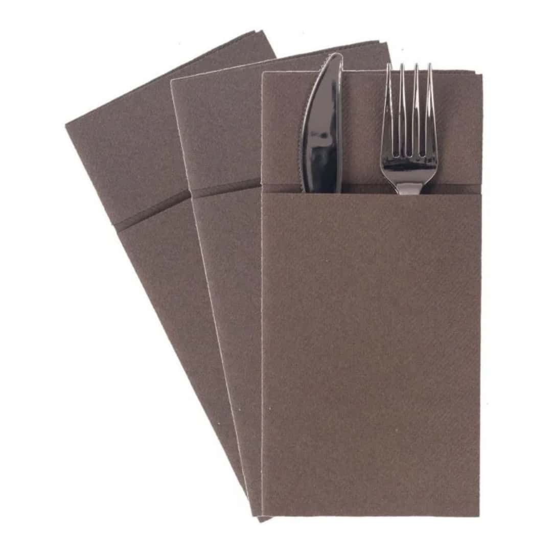 Pocket Cutlery Napkins Coffee Airlaid - Dry Paper - 25 Pcs Roial