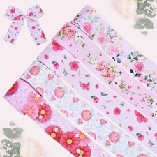 Floral Grosgrain Ribbon, 5 Rolls Flower Pattern 1-1/2Inch X 20Yards Pink Floral