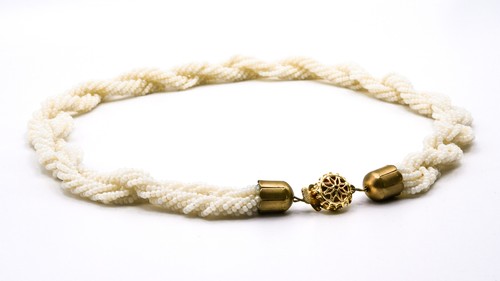 Twisted Cream Seed Bead Necklace - 18”