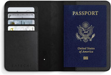 Passport Holder with Find My Tracking, 4-Slot Card Wallet, Black